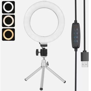 ICar 6 Inch Adjustable Selfie Dimmable Ring Light with Tripod Stand